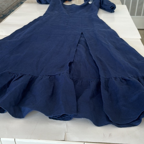 Reformation Danube linen puff sleeve maxi, side slit comfortable cool linen NWT - Picture 12 of 16